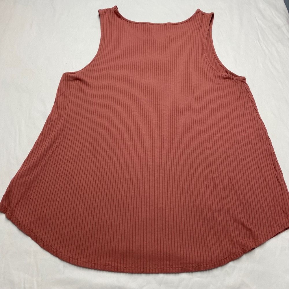 Old Navy Luxe Rib-Knit Tank Top XL Terracotta Clay Sleeveless Swing Relaxed Fit - Picture 2 of 7